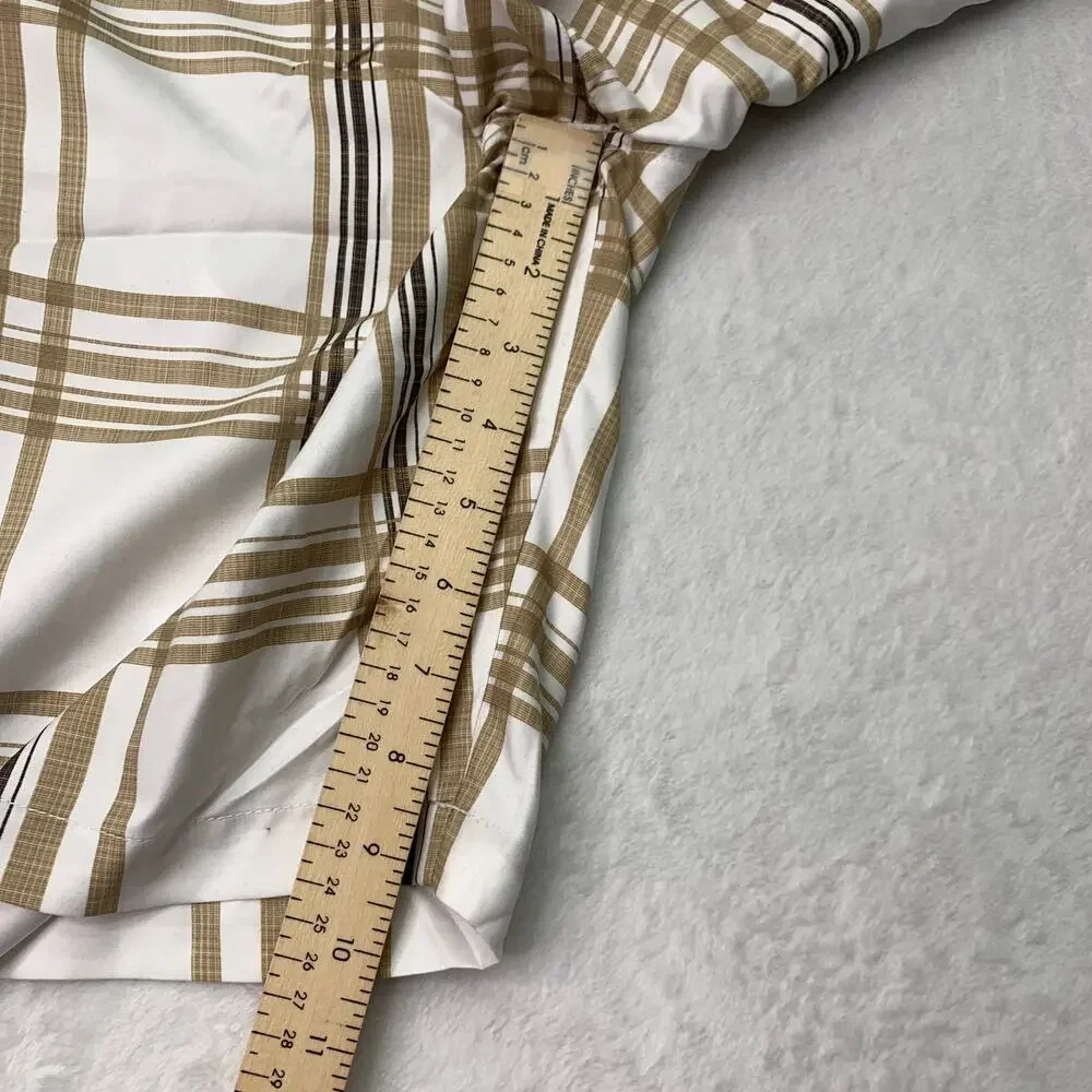 NWT Billabong Mens Sz 33 Boardshorts Hybrid Chino Tan White Plaid Preppy Swim